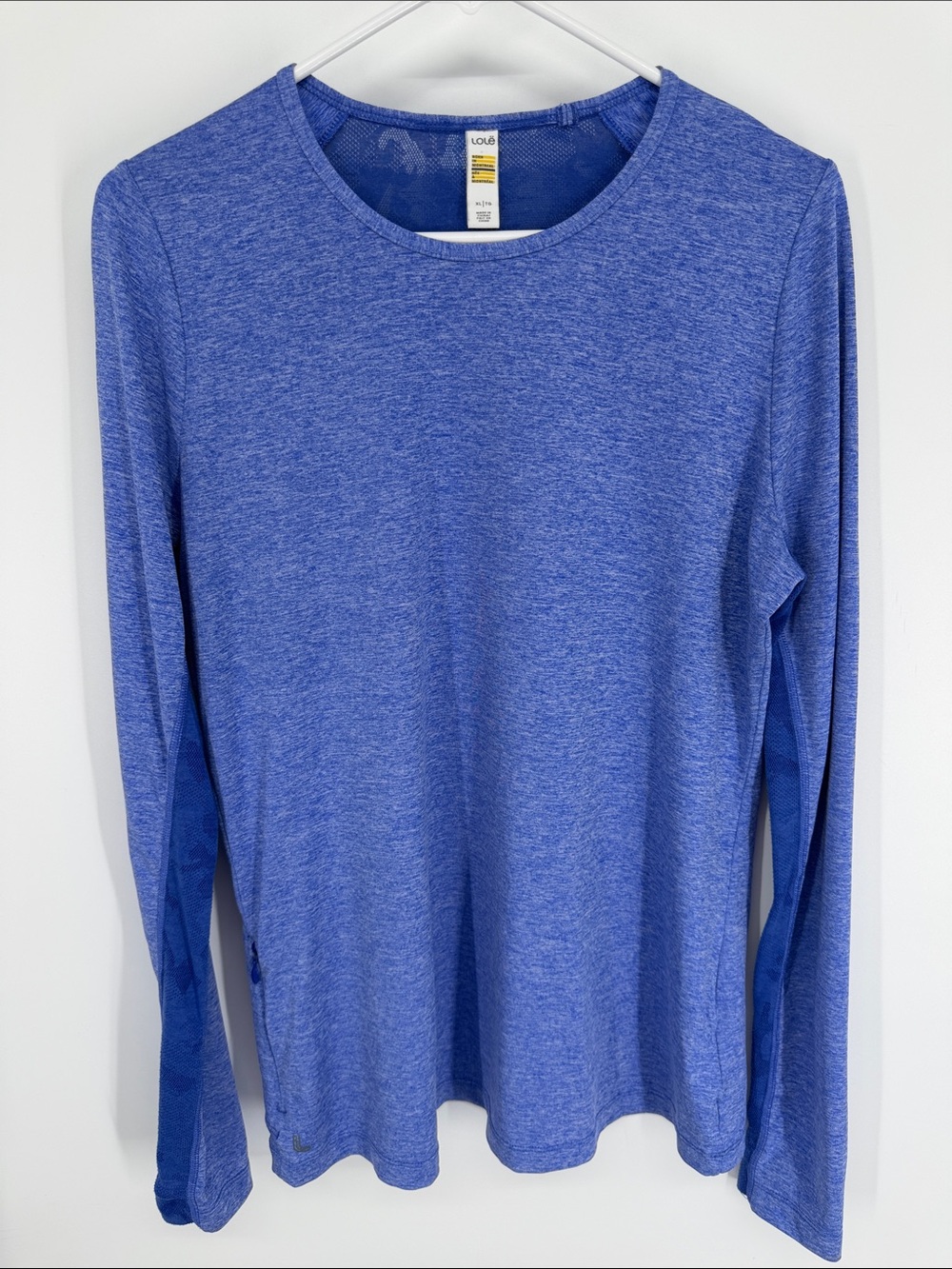 Lole Long Sleeve Athletic Tee Zip Pocket Reflective Stripe Blue Size XL